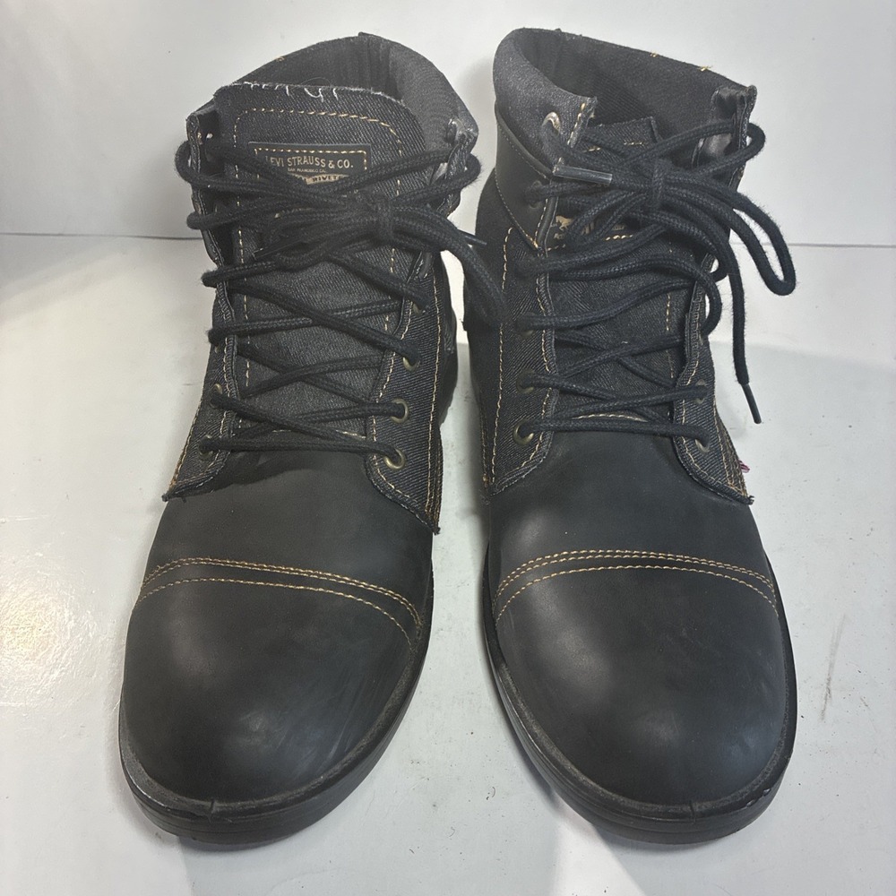 Levi's Artesian Denim Boots Men's Size 11 Black - Picture 2 of 8